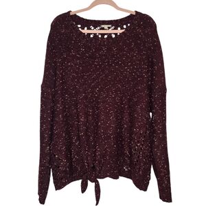 Eyeshadow Maroon or burgundy knitted sweater multicolored fleck pattern